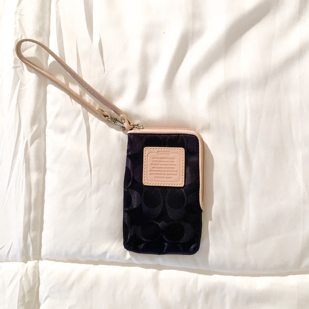Navy Blue Coach Card Holder Wristlet